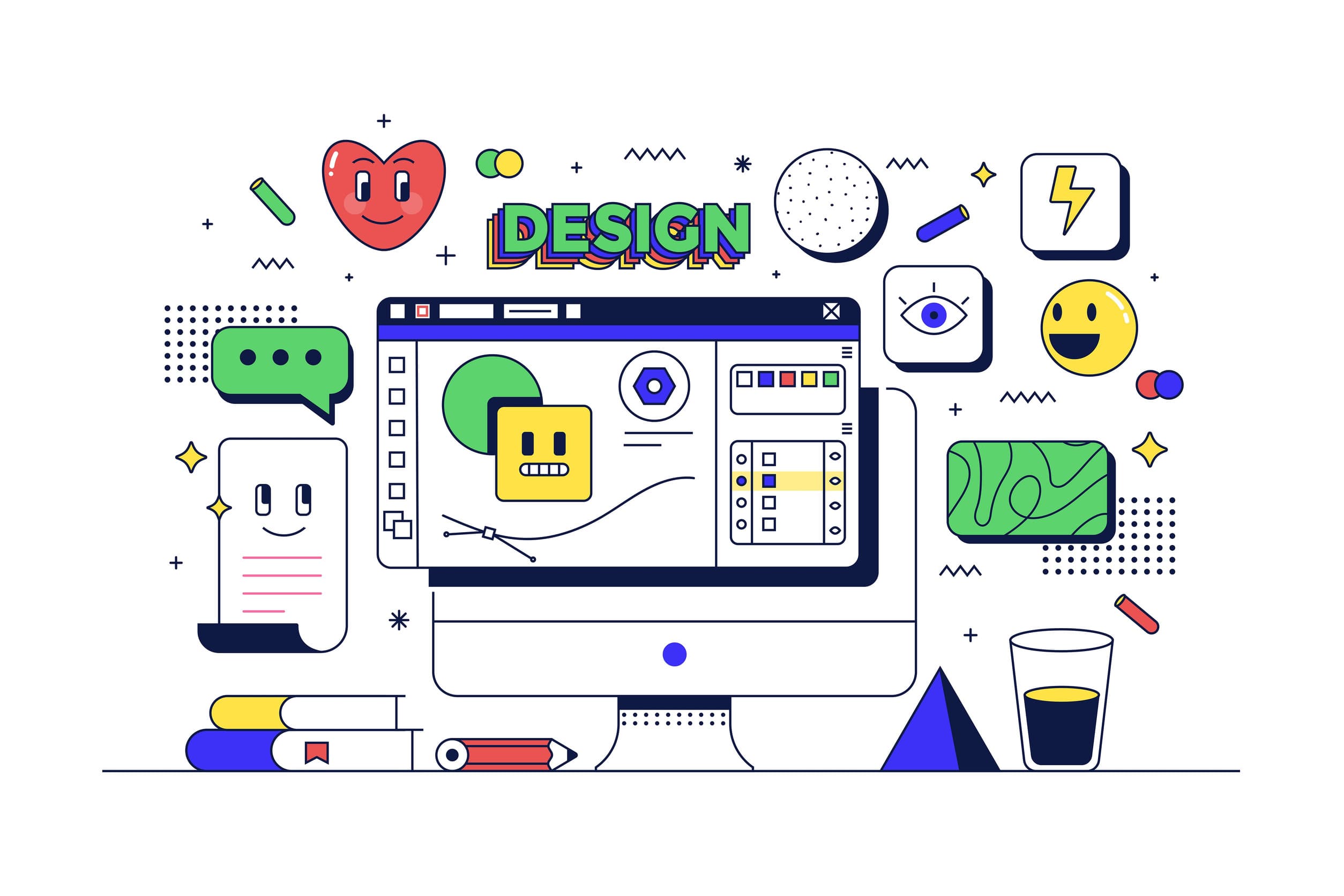 Creative design workspace illustration